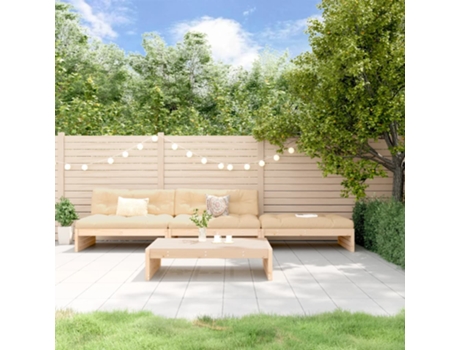 Conjunto 4 de muebles de jardín VIDAXL y cojines madera maciza