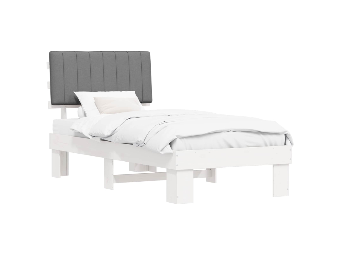 Maison Exclusive - Estructura De Cama Con Cabecera Tapizada Gris Claro 90 X 190 Cm