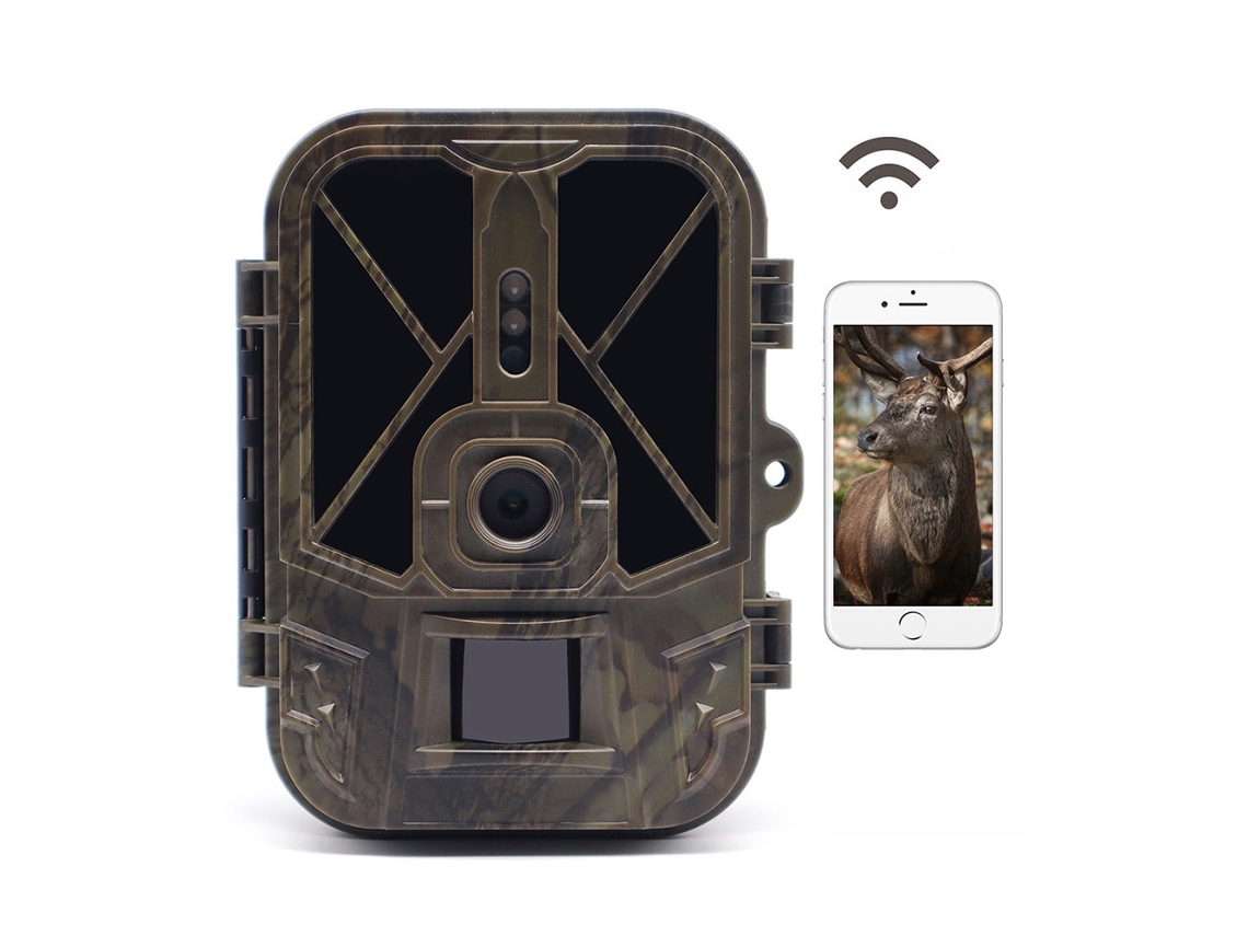 Cámara de rastreo inalámbrica 4K con wifi, sensor PIR, visión nocturna y trampas Ikikso (marrón)