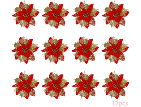 24 piezas de flores de Navidad, flores de Navidad artificiales, árbol de Navidad con purpurina, flores artificiales de Navidad, Navidad con purpuri...