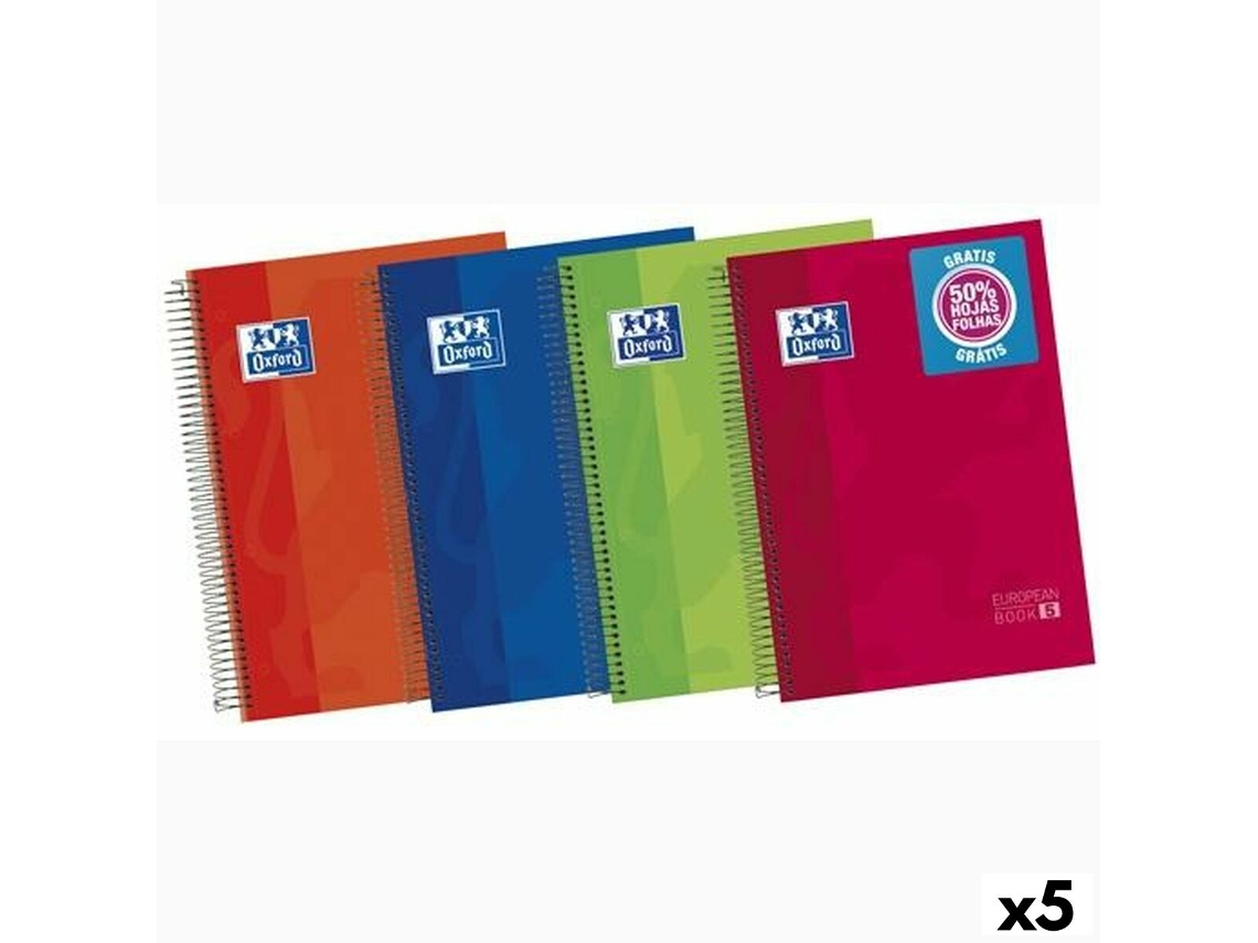 Cuaderno OXFORD Multicolor A4 120 Hojas (5 Unidades)
