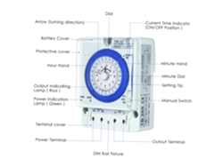 Temporizador mecánico de 24 horas con batería, intervalos de 15 minutos, 100V-240V, 15A, para montaje en riel DIN para lámparas LED CFL.