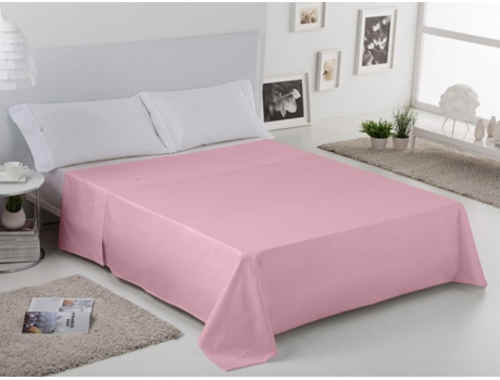 Sábana Encimera ESTELIA (280 x 270 cm - Algodón y Poliester - Rosa)
