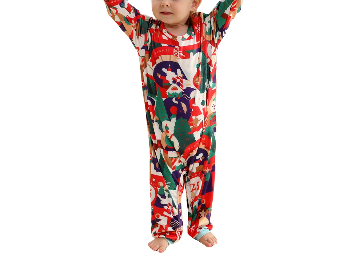Pijamas De Navidad Para Familia Conjunto De Pijamas Bebé 3-6m Estampado Cuello Redondo Body