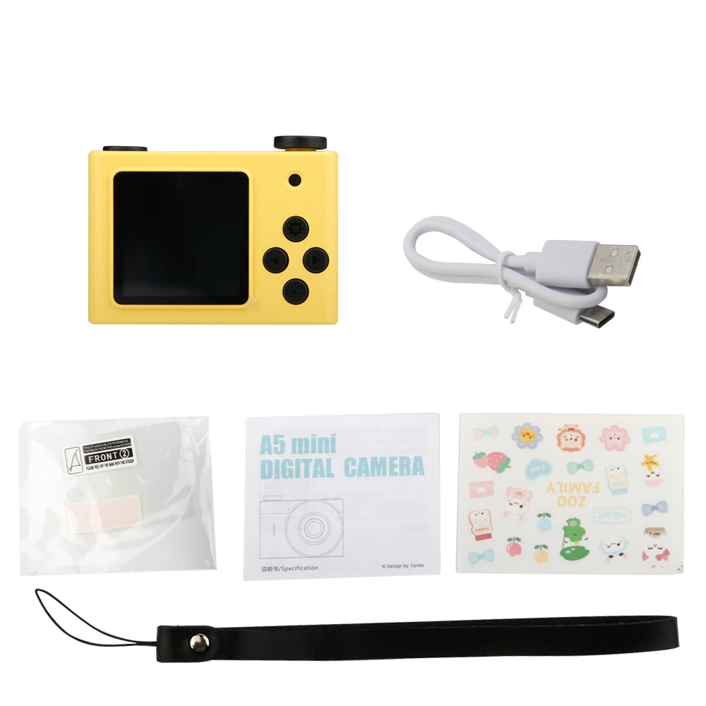 Mini Cámara Digital 720p Con Pantalla (amarilla, 64 Gb), Videocámara Para Niños, Grabadora De Vídeo Digital