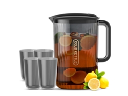 Jarra De Agua Con Tapa, 2,1 Litros (74 Oz), Resistente A Roturas, Con Capacidad Para 4 Vasos Para Bebidas Frías Y Calientes.