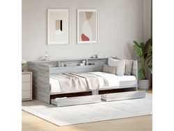 Sofá Cama Individual Con Cajones Tumbona Letto Singolo Ingeniería Lovely Home Madera Gris (75x190)