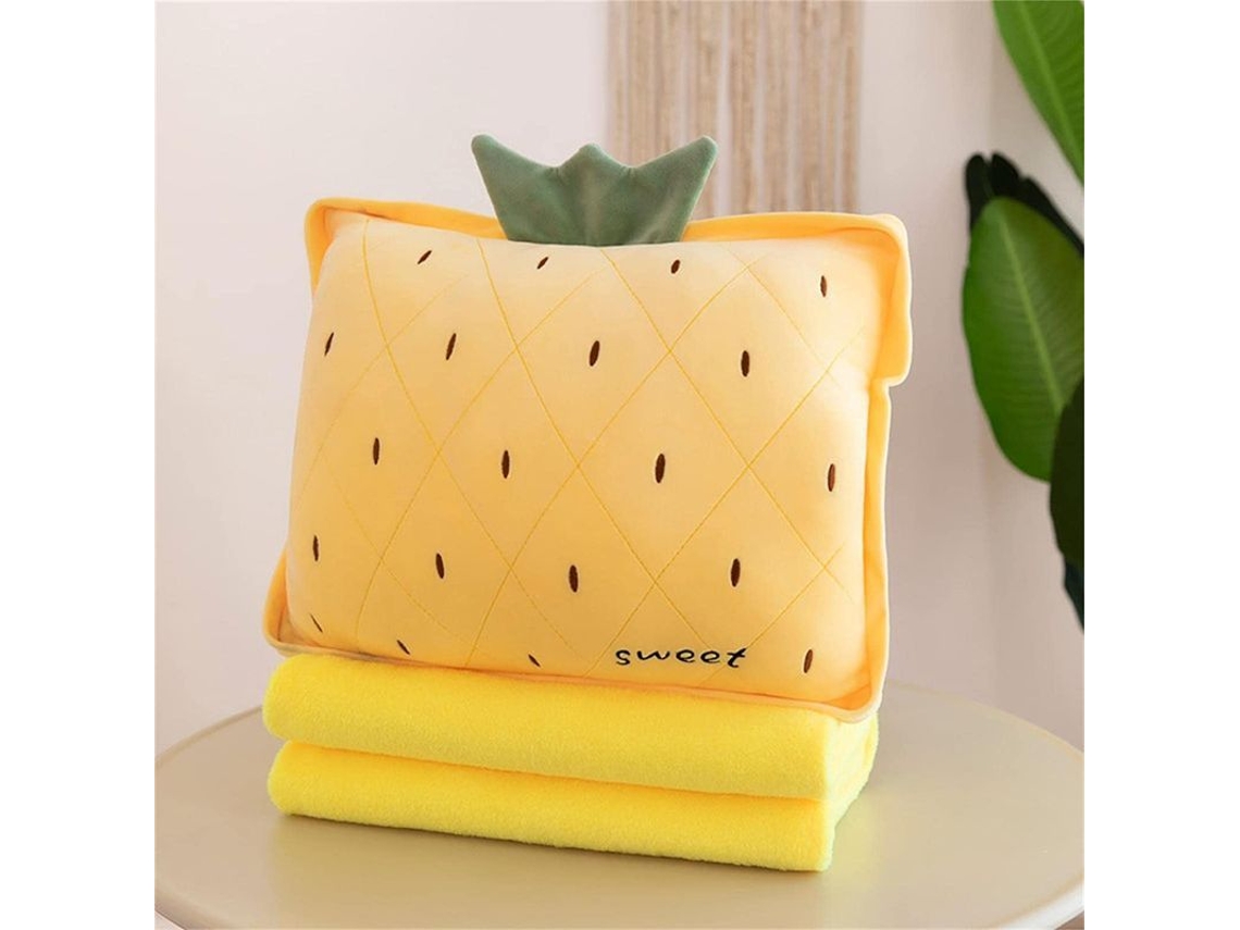 Juego De Manta Y Almohada De Viaje, Almohada 3 En 1 Con Diseño De Fruta Peluda Y Manos Calientes En Ambos Lados.