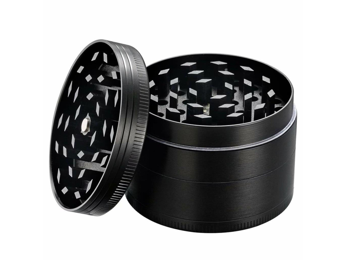 Molinillo de hierbas de 4 piezas, color negro, de aleación de zinc, para especias y hierbas.