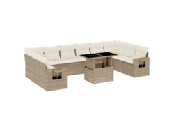Conjunto 11 de sofás de jardín VIDAXL con cojines ratán sintético beige