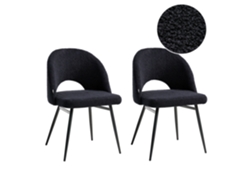 Conjunto de 2 sillas Beliani Onaga tapizadas en bouclé negro 52x56x77cm