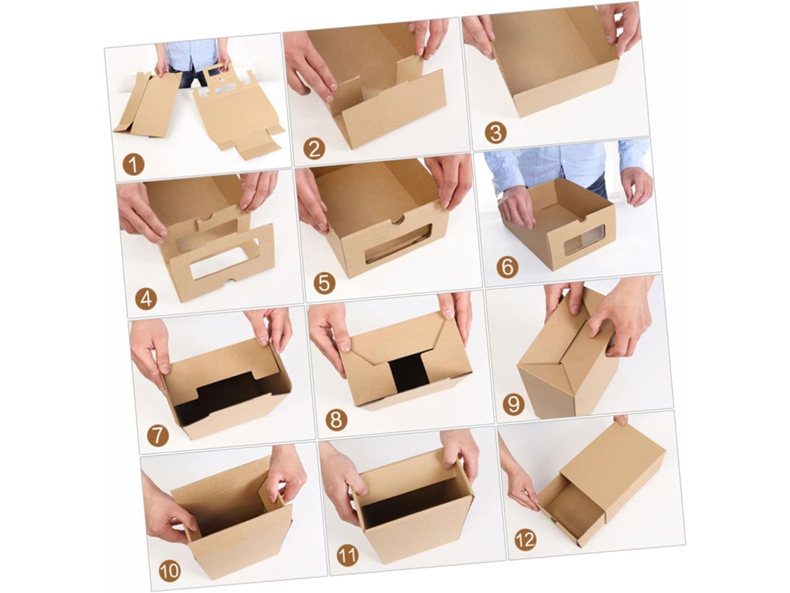 Cajas Zapatos Juego 6 Cajón Ventana Transparente Diseño Papel Resistente Almacenamiento Accesorios Oficina