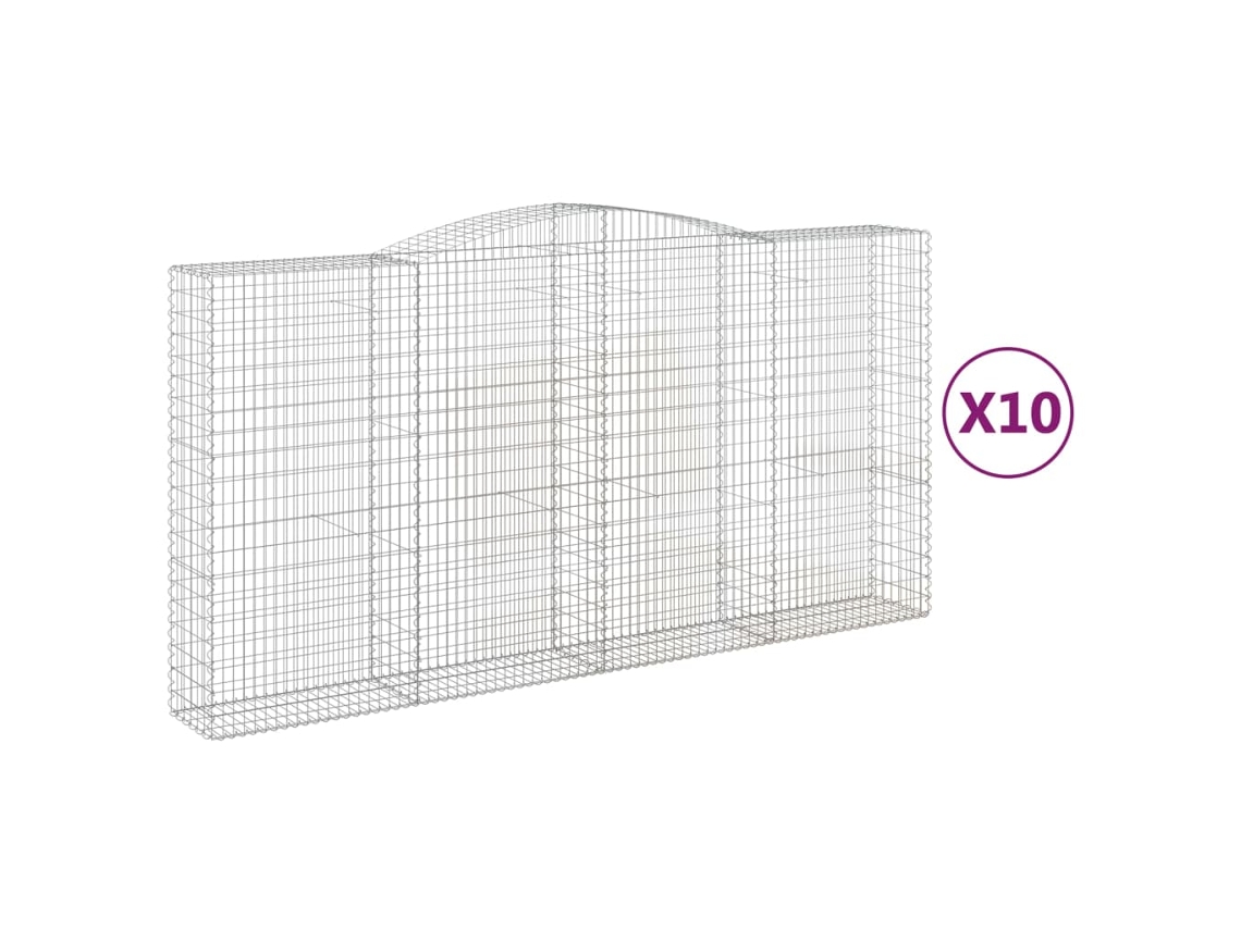 Conjunto 10 Cesta De Gaviones VIDAXL Plateado Hierro (400x50x200/220 cm)