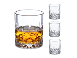 Relaxdays Juego 4 Vasos Whisky, 300 Ml, Elegantes, Para Vermut, Licor Y Cócteles, Tumblers, Accesorios Bar, Transparente