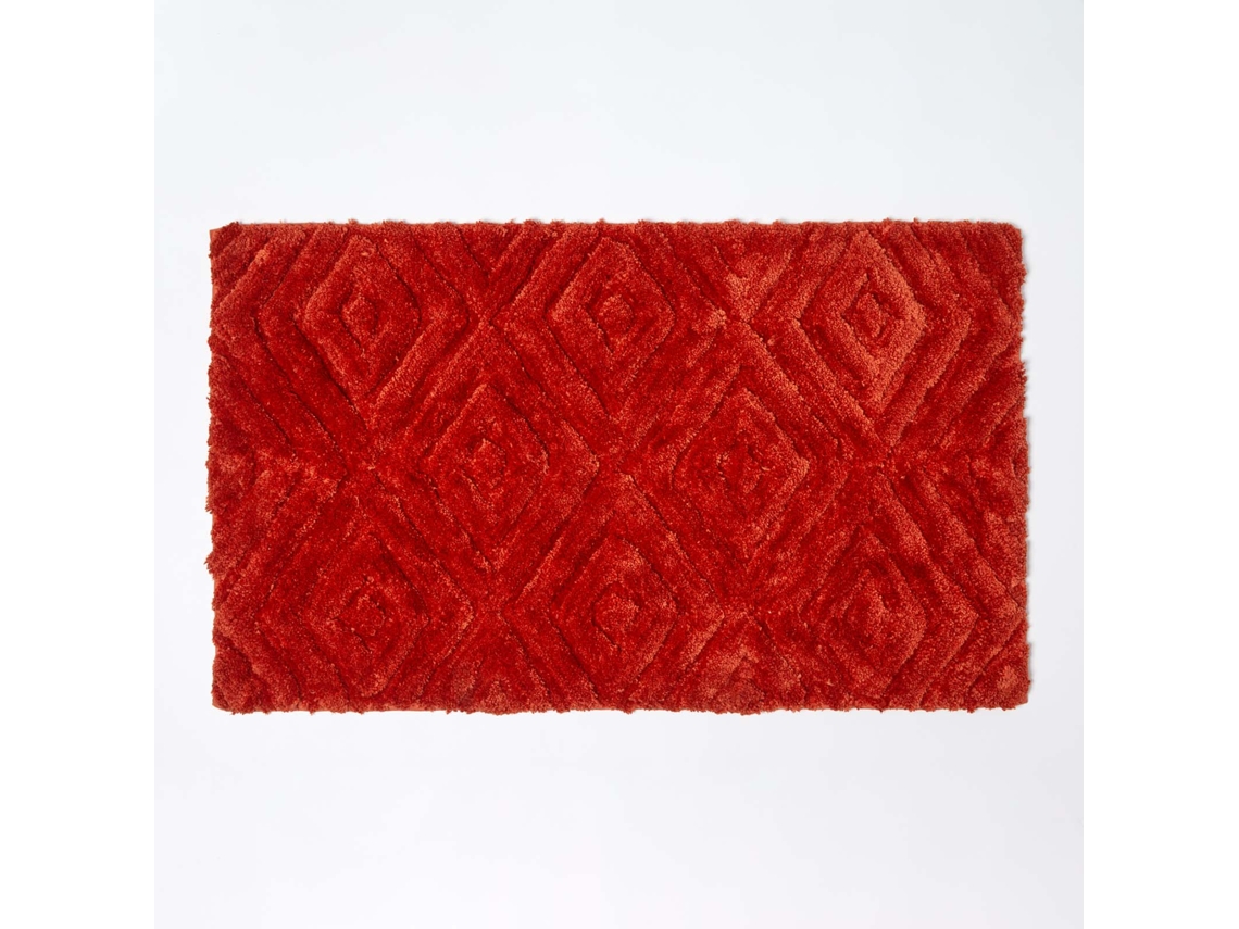 Homescapes Ikat Pattern Burnt Orange Bath Mat
