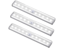 Barras de luz omnidireccionales inalámbricas con sensor de movimiento, 3 paquetes de 10 LED recargables para armarios.