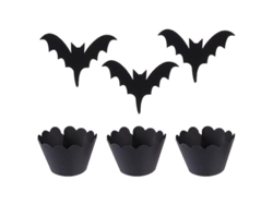 Juego de 72 envoltorios decorativos para pasteles con temática de Halloween para fiestas.