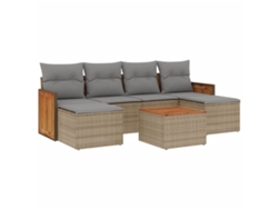 Maison Exclusive - Set Sofás De Jardín 7 Piezas Y Cojines Ratán Sintético Beige