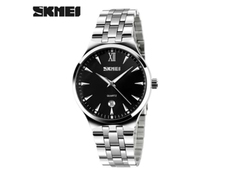 Relojes de Pareja Relojes de Acero Inoxidable de Moda Relojes de Pulsera de Cuarzo para Hombres y Mujeres-Tira de Acero Negro LUUCOZK