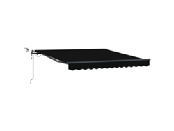 Toldo retráctil automático Vidaxl con LED, poliéster negro (350 x 250 cm)