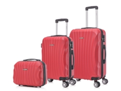 Conjunto de 3 Maletas De Viaje RAYKONG ABS Rígida Rojo (35-55-68 cm - 16.84L - 45L - 76.5L)