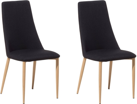 Conjunto de 2 sillas de comedor de poliéster negro/madera clara BELIANI Clayton
