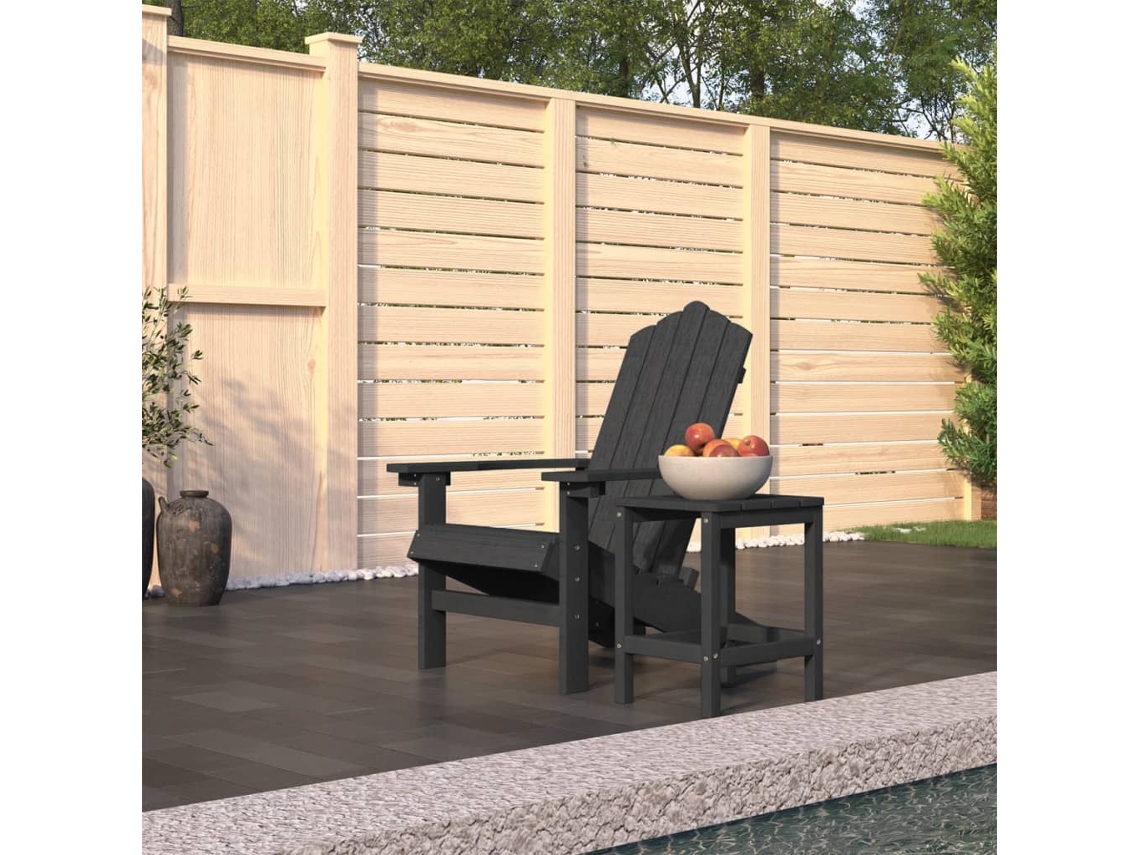 Silla de jardín Adirondack con mesa de turba antracita, DKD Home Decor