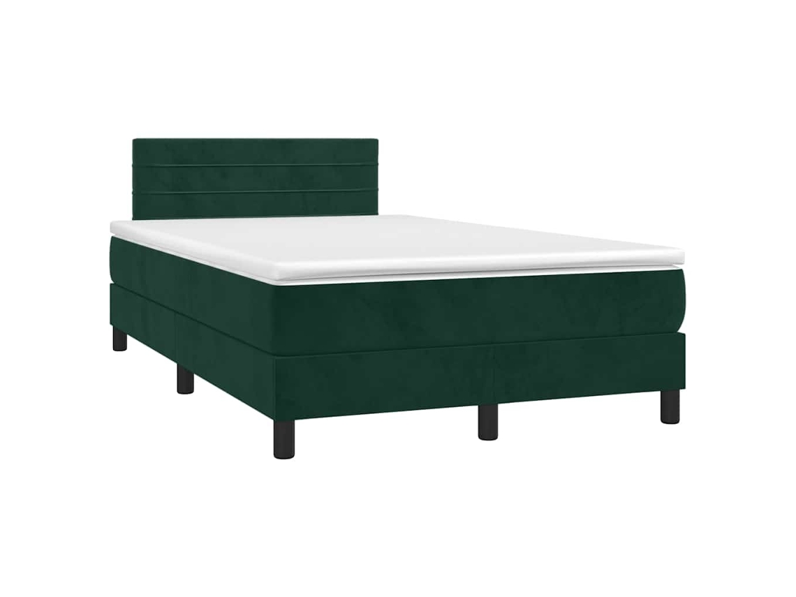 Maison Exclusive - Cama Box Spring Con Colchón Terciopelo Verde Oscuro 120x190 Cm