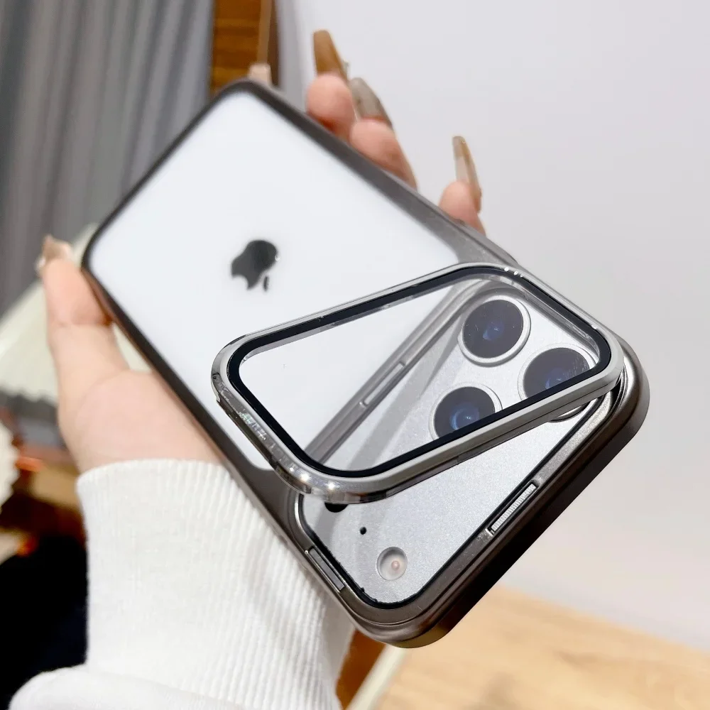 (iphone 17 Air, Gris) Funda Plegable Con Soporte Para Iphone, Ultrafina, Transparente Y A Prueba De Golpes.