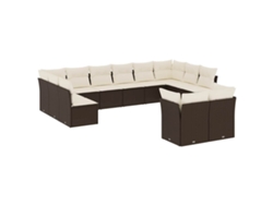 Maison Exclusive - Set De Sofás De Jardín Y Cojines 12 Pzas Ratán Sintético Marrón