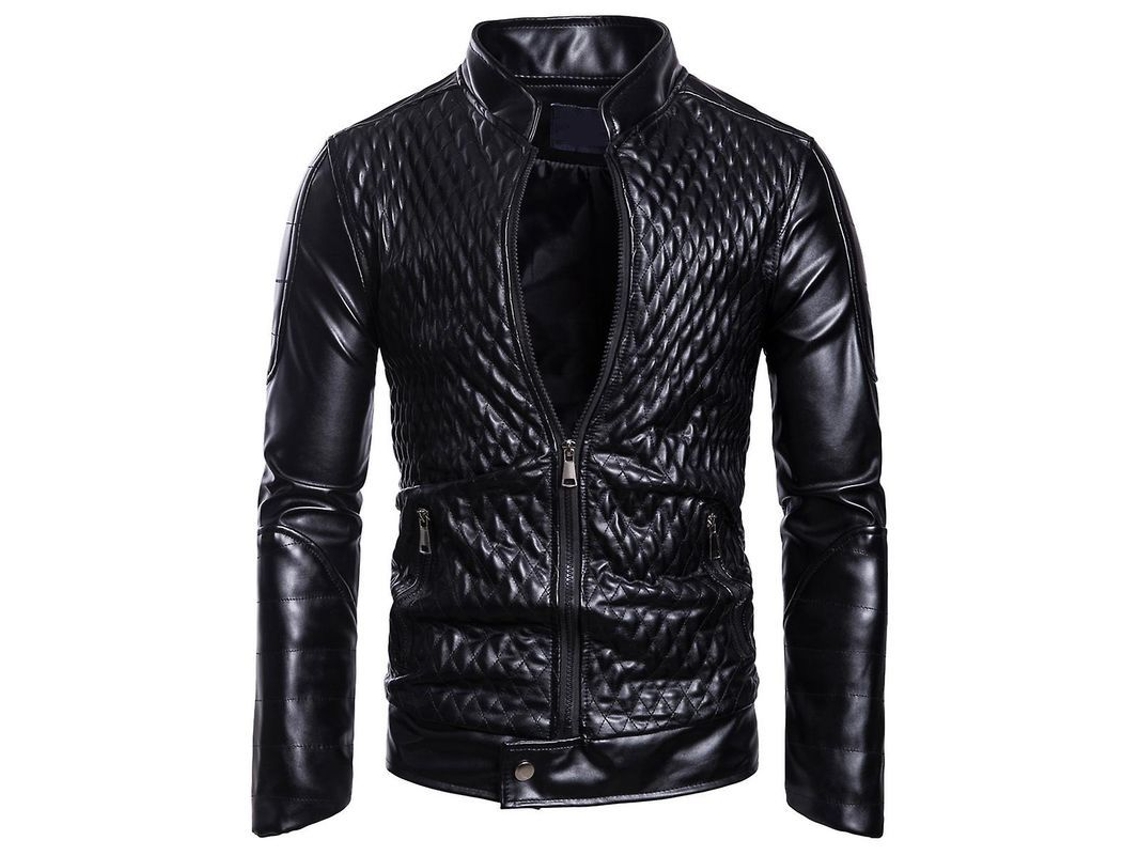 2026-chaqueta De Moto De Cuero Falso Con Cuello Alto Para Hombre Mystdiy