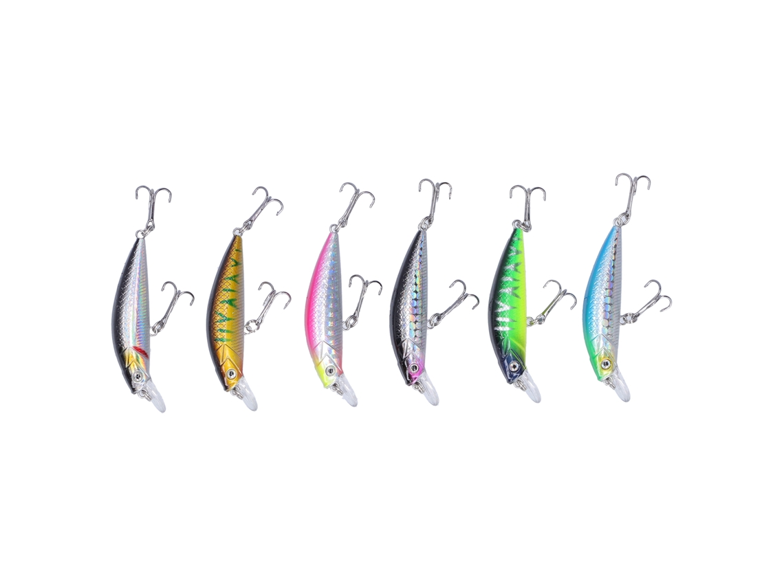 2026rebe-6pcs Señuelos De Pesca Duros Minnow Crankbait Con Anzuelos Dobles Para Bass Wobblers