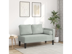 Chaise longue con cojines de terciopelo gris claro Lovely Home