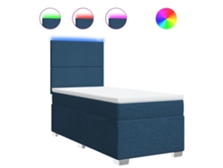 Maison Exclusive - Cama Box Spring Con Colchón Tela Azul 100x200 Cm