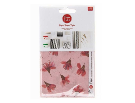 Papel de parche floral Azalea - Rosa - 30x42 cm
