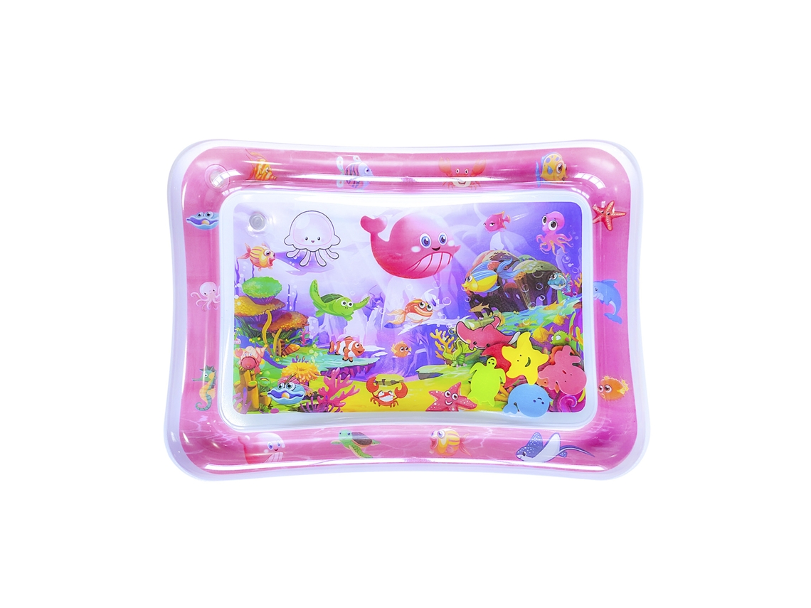 Colchoneta inflable infantil con diseño submarino, color rosa. 70 x 50 cm. Presa.