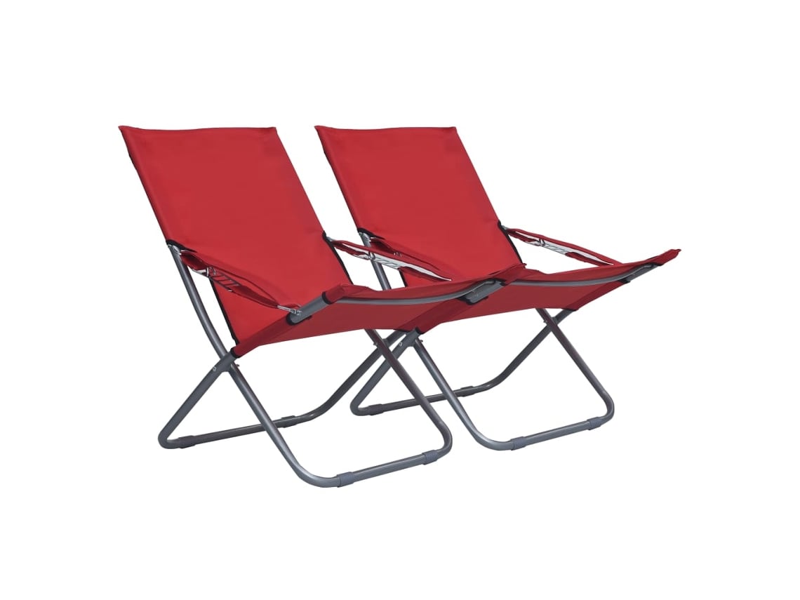 Sillas de playa plegables DKD Home Decor de 2 piezas, tela roja