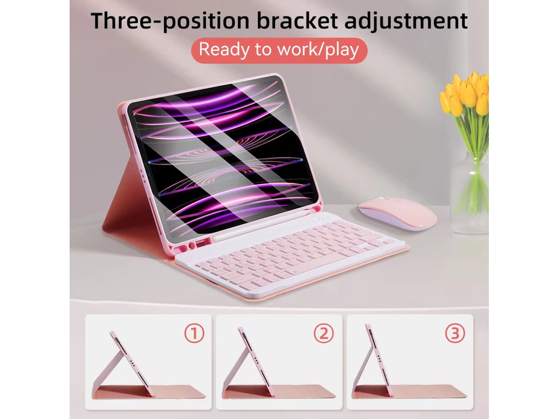 Funda con teclado Bluetooth para iPad magnético dividido con ranura para bolígrafo(9.7 5-6th Gen Air1-2 amarillo) VEANXIN
