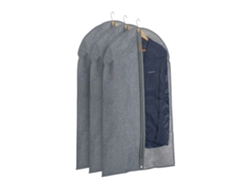 Relaxdays Portatrajes En Set De 3, Con Cremallera, 99 X 58 Cm, Funda Protectora Traje, Vestido, Gris Y Transparente