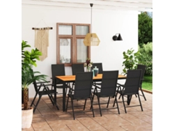 Juego de comedor de jardín negro y marrón de Dkd Home Decor