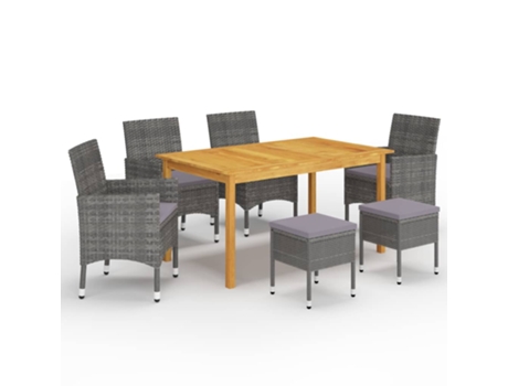 Conjunto 7 de comedor de jardín de VIDAXL gris