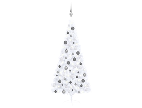 Medio árbol de Navidad VIDAXL con luces y bolas blanco (180 cm)