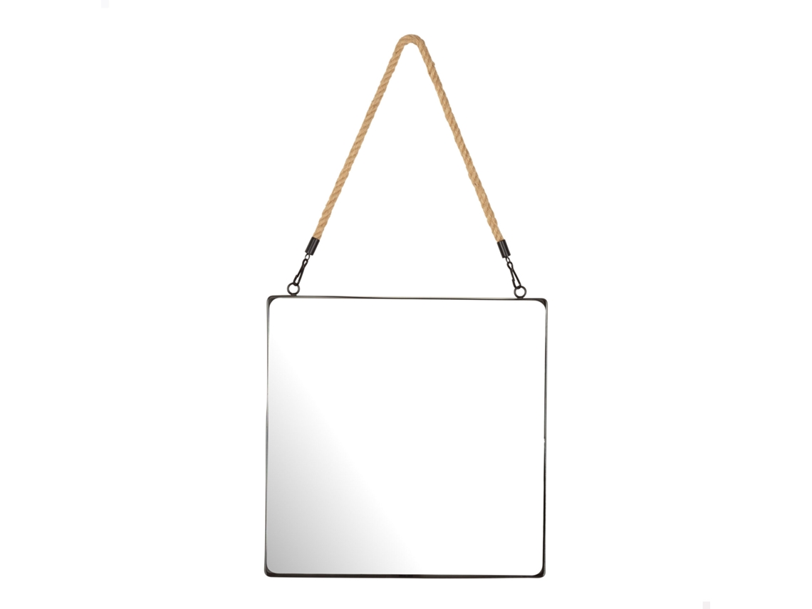 Espejo de pared cuadrado 30x30 cm con marco de metal y cuerda Max Home