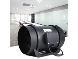 Ventilador extractor de conducto de 8 pulgadas con motor EC de 760 cfm y control de velocidad PWM ajustable.