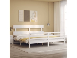Estructura De Cama Con Cabecero Madera Maciza Blanco 200x200 Cm