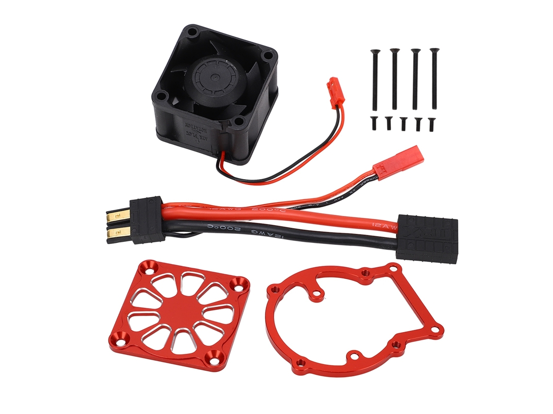 Refrigerador De Motor Rc Para Traxxas 1/8 4wd Sledge 8-12v 21000 Rpm, Aluminio Con Disipador De Calor Rojo.