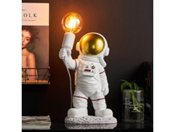 Lámpara de mesa infantil astronauta, lámpara de mesa LED luminosa astronauta moderna Habitación infantil con enchufe regalo para niños y niñas, lámpara de noche E27 blanco y dorado UISAVE