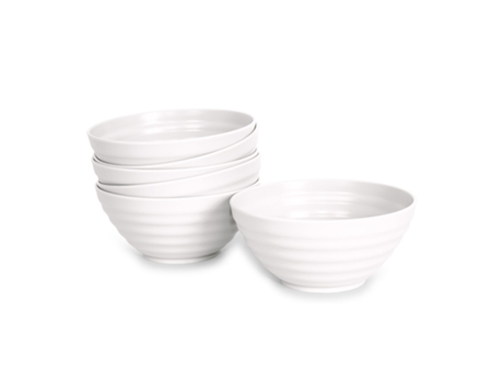 Juego de 6 Cuencos Plastic Forte Classic de 570 ml Reutilizables. Ideal Fiestas. Blanco