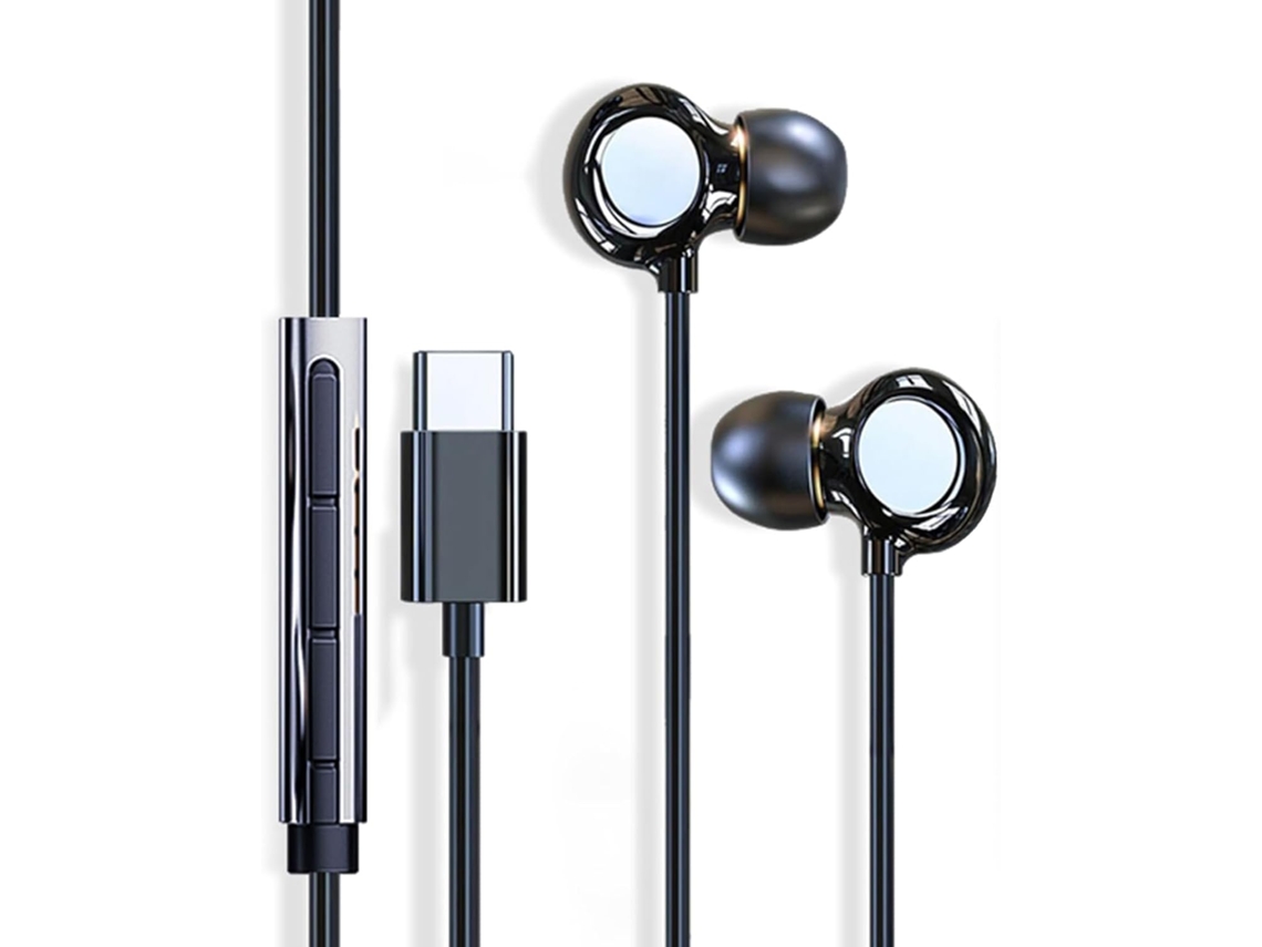 Auriculares Intrauditivos Con Cable Usb-c/3,5 Mm Con Sonido Nítido Y Diafragma Compuesto De 13 Mm.
