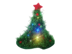Gorro De Navidad Luminoso Con Estrella Verde Para Fiestas Infantiles Y De Adultos.